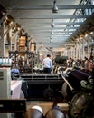 Nagoya, Aichi, Japan - A staff at Textile Machinery Pavilion in Toyota Commemorative Museum of Industry and Technology.