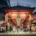 Nagoya, Aichi, Japan - Entrance of Osu Shopping district near the Osu Kannon Temple in the evening. Royalty Free Stock Photo