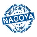 Nagoya blue round grunge vintage ribbon stamp