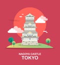 Nagoya castle historic tourist attraction in Tokyo illustration