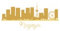 Nagoya City skyline golden silhouette.
