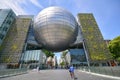 Nagoya, Japan - May 22, 2019 : The Nagoya City Science Museum features a characteristic giant silver globe, one of the world`s