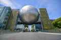Nagoya, Japan - May 22, 2019 : The Nagoya City Science Museum features a characteristic giant silver globe, one of the world`s
