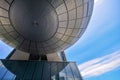 Nagoya, Japan - May 22, 2019 : The Nagoya City Science Museum features a characteristic giant silver globe, one of the world`s