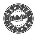 Nagoya Japan Round Stamp Icon Skyline City Design Badge Rubber.