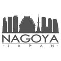 Nagoya Japan Skyline Silhouette Design City Vector Art Famous Buildings. Royalty Free Stock Photo