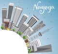 Nagoya Skyline with Gray Buildings, Blue Sky and Copy Space.
