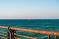 Nahariya`s Promenade and Galei Galil Beach view of the sea and the shore from the pier Royalty Free Stock Photo