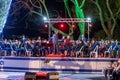 The brass band plays music in honor of those who fallen at the ceremony in the Memorial Site To the Fallen in Israel`s wars