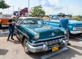 Pontiac Chieftain at an exhibition of vintage cars parked near the Big Regba Mall Royalty Free Stock Photo