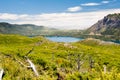 Nahuel Huapi lake, San Carlos de Bariloche Argentina. Waves on the lake. Mountains with fresh snow surrounding the lake Royalty Free Stock Photo