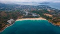 Nai harn beach aerial view in Thailand. Drone photo. Landscape. Rainy day. Cloudy. Ocean