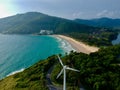 Naiharn Beach and windmill in the beautiful resort island of phuket thailand Royalty Free Stock Photo