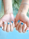 Nail art blue ocean Royalty Free Stock Photo