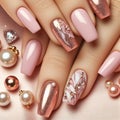 Nail Art with Copper Gleam Metallic Rose