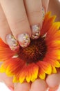 Nail art and flower Royalty Free Stock Photo