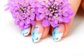 Nail art and flower Royalty Free Stock Photo