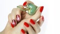 Nail art manicure with heart