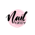 Nail artist hand drawn logo design template.