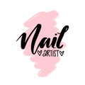 Nail artist hand drawn logo design template.