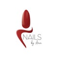 Nail artist logo design with red nail polish Royalty Free Stock Photo