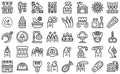 Nail bar icons set outline vector. Spa manicure Royalty Free Stock Photo