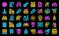 Nail bar icons set vector neon Royalty Free Stock Photo