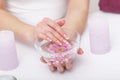 Nail Care. Closeup Of Beautiful Woman Hands With Natural Nails I Royalty Free Stock Photo