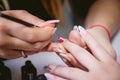 Nail care, manicure in a beauty salon