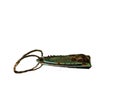 The nail clipper is green, dirty and rusty on a white background Royalty Free Stock Photo