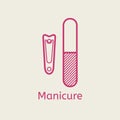 Nail clippers linear icon. Thin line illustration.