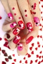 Nail designs with hearts.