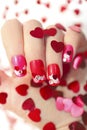 Nail designs with hearts.