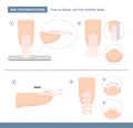 Nail extension guide. How to Shape and File Artificial Nails the Right Way. Step by Step Instruction. Professional Manicure Royalty Free Stock Photo