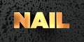 Nail - Gold text on black background - 3D rendered royalty free stock picture