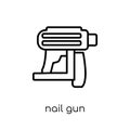 Nail gun icon. Trendy modern flat linear vector Nail gun icon on Royalty Free Stock Photo