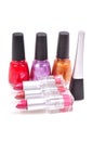 Nail paints and lipsticks Royalty Free Stock Photo