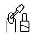 Nail polish applying brush, icon in outline style Royalty Free Stock Photo