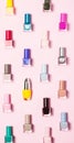 Nail polish bottles pattern background. Close up Royalty Free Stock Photo