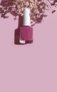 Nail polish salon template minimalism on a colored background glass, cosmetic