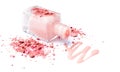 Nail polish and crushed eyeshadows isolated Royalty Free Stock Photo