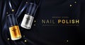 Nail polish 3d bottles gold and silver palette