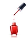 Nail polish dripping from brush into bottle on white Royalty Free Stock Photo