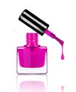 Nail polish dripping from brush on white background Royalty Free Stock Photo