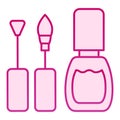 Nail polish flat icon. Nails polish brushes vector illustration isolated on white. Enamel gradient style design