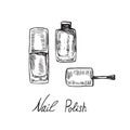 Nail Polish, hand drawn doodle sketch with inscription, isolated vector