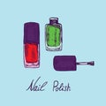 Nail Polish, hand drawn doodle sketch with inscription, isolated vector