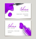 Nail polish makeup card template design. Manicure beauty business card background Royalty Free Stock Photo