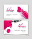 Nail polish makeup card template design. Manicure beauty business card background Royalty Free Stock Photo