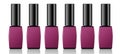 Nail polish package set, illustration of six bottles of nail polish, violet flasks with copy space for your design isolated on Royalty Free Stock Photo